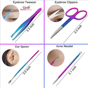 16 in 1 Professional Stainless Steel Portable Manicure <b>Pedicure</b> Kit Nail Clippers Scissors <b>Tools</b> Set Gradient Purple Blue Color - Product Image 5
