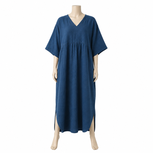 Women Oversized Cotton Linen Maxi <b>Kaftan</b> Dress V Neck Loose Fit Solid Boho Casual Beach Resort Lounge <b>Summer</b> Long Tunic Dress - Product Image 1