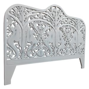 Cabecero de Cama Tallado a Mano con Diseño de Tronco de Elefante en Madera Blanca, Decoración Elegante y Estilosa para Cama - Product Image 1