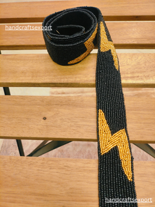 Thunderbolt Luxury Beaded <b>Shoulder</b> <b>Strap</b>-Artisan-Crafted Statement <b>Strap</b> Gold Hardware Safety Premium Handmade Craftsmanship - Product Image 3