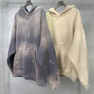 Sweat-shirt à capuche en polaire beige coupe classique, effet délavé, poche avant, streetwear pour homme, vêtements d'hiver, 100% polyester - Product Image 2