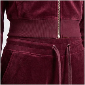 <b>Women</b> <b>Velvet</b> Hooded Tracksuit Full Length Zipper Sweatshirt Pants Set Solid Color Casual Autumn Wear - Product Image 5