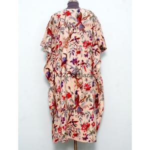 Caftán 100% Hecho a Mano, Ecológico, de Algodón, para Mujer, con Estampado Floral Indio, Cintura Natural, Corte Ajustado, Ropa Casual de Verano y Primavera - Product Image 5