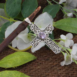 Vente en gros SHREE JAIPUR SILVER 925 Argent Sterling Breloques Croix en Onyx Noir Bijoux Vintage Faits à la Main Filigrane pour Femme 18 Pouces - Product Image 3