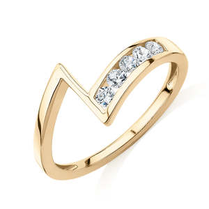 10K Yellow Gold IGI Certified Lab Grown Brilliant Cut Diamond <b>Ring</b> 0.40 CT Curved <b>Open</b> Wedding Engagement Band Rhodium Plated - Product Image 4