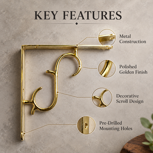 Soporte de Pared Decorativo SHUBHAM de Metal Dorado, 8 Pulgadas, Resistente, con Diseño de Espiral, para Muebles - Product Image 6