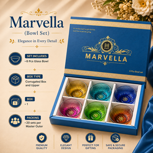 Juego de Regalo de 6 Tazones de Vidrio de Lujo Coloridos Marwella, Tazones Decorativos para Postre con Logotipo Personalizado Serigrafiado, Regalos para Días Festivos - Product Image 1