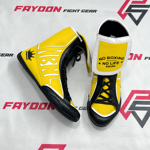 รองเท้าชกมวยแบบสปาร์ริงรุ่นล่าสุด โลโก้ส่วนตัว No Boxing No Life สีเทาและสีดำ รองเท้าฝึกซ้อมคิกบ็อกซิ่ง รองเท้ามวยไทย - Product Image 6