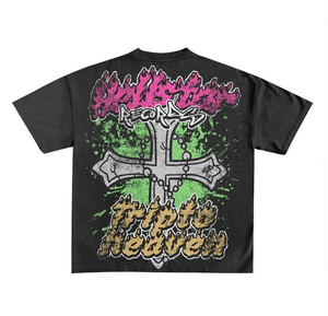 T-shirt graphique en coton 100% de haute qualité, coupe oversize, effet vintage délavé, style streetwear, délavé à l'acide, imprimé DTG, pour homme - Product Image 2