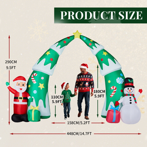 Arco Gonfiabile Natalizio Illuminato da 4,5 Metri con Babbo Natale e Pupazzo di Neve, Decorazioni Natalizie da Esterno per Giardino - Product Image 5