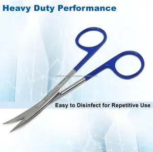 Tijeras Micro Iris de Acero Inoxidable de Alta Calidad y Durabilidad, 4.5 Pulgadas, Puntas Curvas y Puntiagudas, Mango Azul, Juego de Instrumentos con Certificación CE, Dentales - Product Image 5