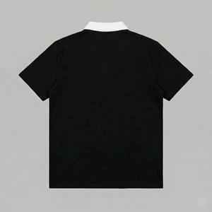 Vente en gros de vêtements streetwear pour hommes avec logo personnalisé, chemise en tricot imprimée, col contrastant blanc, demi-zip noir, minimaliste, OEM - Product Image 6