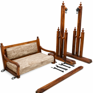 Jhula de Madera de Sheesham Premium para Interiores |   Columpio de madera real tallado a mano con soporte resistente |   Sofá de Lujo de 2 Plazas para el Hogar y la Sala de Estar - Product Image 4