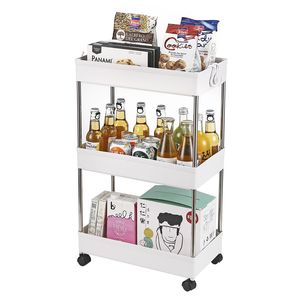Carrello portaoggetti multifunzionale a 3 strati in acciaio inossidabile e plastica, mobiletto per cucina/bagno/lavanderia per spazi stretti - Product Image 5