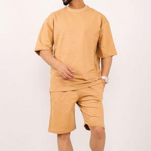 Collection 2026 – Costume d'été haut de gamme pour homme en 100 % coton tissé, avec broderie et impression de logo personnalisés, couleur unie - Product Image 1