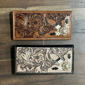 Nueva llegada de alta calidad de los hombres de mano de cuero largo plegable carteras de diseñador de lujo de cuero genuino tarjeta de crédito carteras Concho - Product Image 4