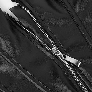 Women's Black PU Leather <b>Corset</b> Zipper Front Body Shaper Firm Control Bustier Top Shapewear Vest Adult Breathable Design - Product Image 5