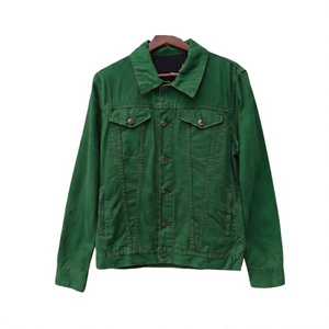 Chaqueta de Mezclilla Marrón Sólida para Hombre, Cuello Camisero, Botón Único, Estilo Casual, Vintage, Corte Regular, Logotipo Frontal - Product Image 4