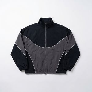 Chaqueta Deportiva con Paneles Negros y Color Carbón, Cierre Frontal con Cremallera — Cortavientos Ligero Unisex con Ribetes en Contraste |   Marca Privada OEM/ODM - Product Image 1