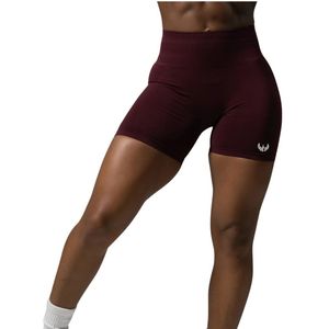 <b>Womens</b> Burgundy High Waist Gymwear <b>Shorts</b> Stretch <b>Compression</b> Fitness Workout Training Yoga Activewear Performance Wear - Product Image 1