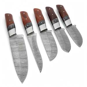 Juego de Cuchillos de Cocina de Acero de Damasco de 5 Piezas Hechos a Mano, con Mango de Madera de Palisandro, para Chef, Uso General y Pelar - Product Image 5