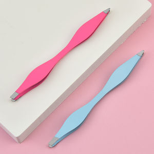 Pinzas de Cejas de Acero Inoxidable de Doble Punta Inclinadas y Afiladas, con Logotipo y Colores Personalizados, Gran Venta - Product Image 1