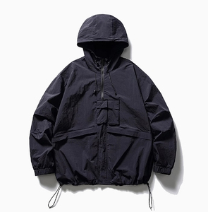 Chaqueta Cortavientos de Alta Calidad con Logotipo Personalizado, Cierre de Cremallera, Cuello Alto, Diseño con Letras, para Senderismo, Camping, Ciclismo y Actividades al Aire Libre para Hombre - Product Image 1