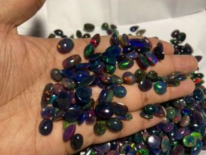 Genuine Black Opal Loose <b>Stone</b> Natural Precious <b>Fire</b> Opal Cabochon Ethiopian Opal Gemstone October Birthstone Mixed Shape - Product Image 4