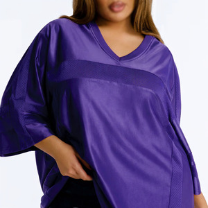 Maillot de football américain en maille personnalisable violet, col en V, coupe ajustée, uniforme de football, commande en gros OEM - Product Image 1