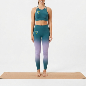 Leggings de Yoga para Mujer, Cintura Alta Elástica, Sin Costuras, Color Sólido, Elásticos en 4 Direcciones, Spandex/Nailon, Conjunto de 2 Piezas - Product Image 1
