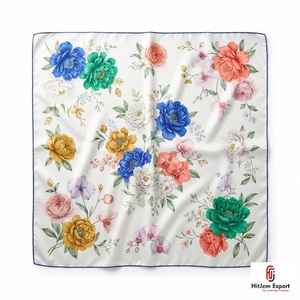 High Quality Custom Printed Short <b>Scarf</b> Fabric OEM ODM Private Label Textile Manufacturer Fashion Accessories Export Supplier - Product Image 1