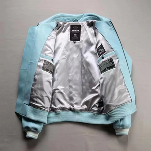 Veste varsity en cuir rouge Avirex pour homme, en peau de mouton, édition limitée, style vintage, coupe-vent, fermeture éclair épaisse, hiver, soie - Product Image 3