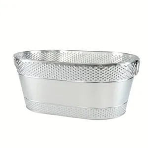 Durable Red Boat Shape Galvanized Metal Party Ice Bucket with Handles 5L Capacity Beverage <b>Cooler</b> for Bulk Order Wholesale - Product Image 4