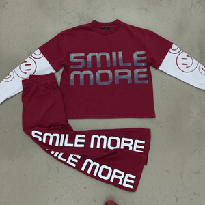 ชุดเสื้อยืดแขนยาวลายกราฟิก Smile More และกางเกงจ็อกเกอร์ลำลองสำหรับเด็ก ขายส่งตามสั่ง ชุดเซ็ต 2 ชิ้น สไตล์สตรีทแวร์ - Product Image 2