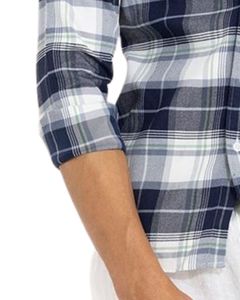 Chemise en coton à carreaux bleu marine, gris et blanc pour homme, manches longues, boutonnée, décontractée, coupe ajustée, fabrication OEM sur mesure - Product Image 6
