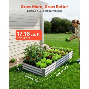 Set di 2 Fioriere Rettangolari in Metallo Zincato 6 X 3 X 1 Piedi, Kit di Letti di Coltivazione Rialzati Senza Fondo per Vasi e Fioriere - Product Image 2