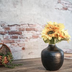 Handmade <b>Bud</b> Shape Metal Flower <b>Vase</b> Matt Black Hammered Design for Home Living Room Tabletop Decor Flower Pot - Product Image 4