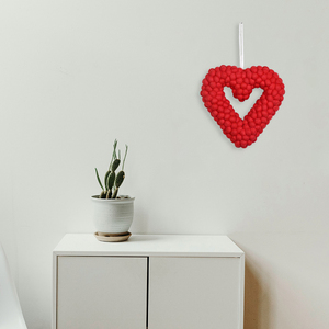 Woolen Felt Heart-Shaped Wreath | Romantic Valentine’s Day Decor | Home Wall Door <b>Decoration</b> | - Product Image 2