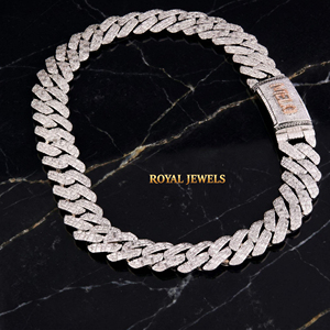 <b>Iced</b> <b>Out</b> Cuban Link Necklace Moissanite <b>Chain</b> Silver Statement Jewelry for Men and Women - Product Image 5