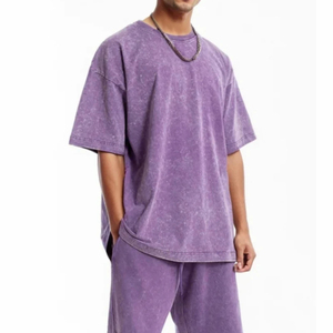 2026 Wholesale Vintage Fitness Gym Shorts <b>Set</b> Acid Wash Sun Faded Breathable Casual Men's Summer Streetwear 100% Cotton <b>Set</b> Man - Product Image 2