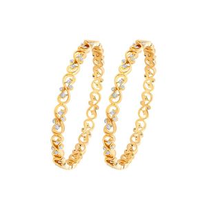 Yellow Gold Lab Grown Diamond Flowing Infinity Link Bangle Pair - Product Image 3