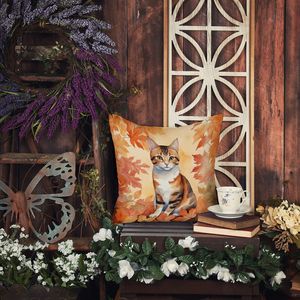 Gato Bobtail coreano en hojas de otoño lavable a máquina 14H x 14W cojín decorativo para interior y exterior para sofá cama Patio - Product Image 5