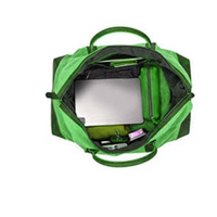 Sac de voyage vert, sac de sport léger en polyester avec fermeture éclair, logo personnalisé, taille personnalisée
