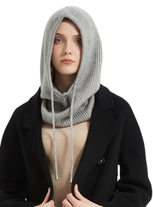 Cagoule tricotée en laine d'alpaga côtelée de haute qualité, chaude, coupe-vent, style original, pour le sport et la pêche, avec cordon de serrage - Product Image 3