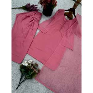 Ensemble haut-bas et dupatta en mousseline de soie pour soirée, avec manches trois-quarts - Product Image 4