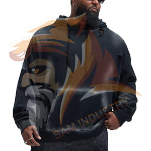 Sweat-shirts à capuche personnalisés avec logo, en polyester/coton, double couche, pull basique uni, sweat-shirt oversize - Product Image 4