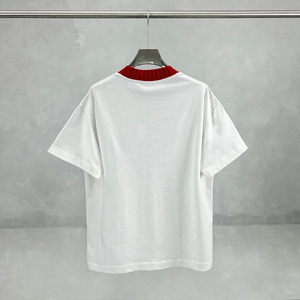 Camiseta Blanca Extra Grande para Hombre con Cuello Acanalado Rojo, Manga Corta, Estilo Casual, Talla 2XL - Product Image 2