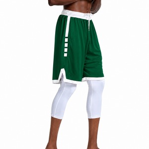 Custom mens green white stripe basketball shorts quick dry gym <b>athletic</b> shorts breathable lightweight regular fit sports shorts - Product Image 1