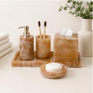 Ensemble d'accessoires de salle de bain de luxe en marbre, décoration moderne pour hôtel avec distributeur de savon, plateau et boîte à mouchoirs - Product Image 6