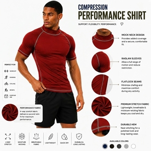T-shirt de sport anti-UV à manches courtes pour homme, noir, compression, séchage rapide - Product Image 4